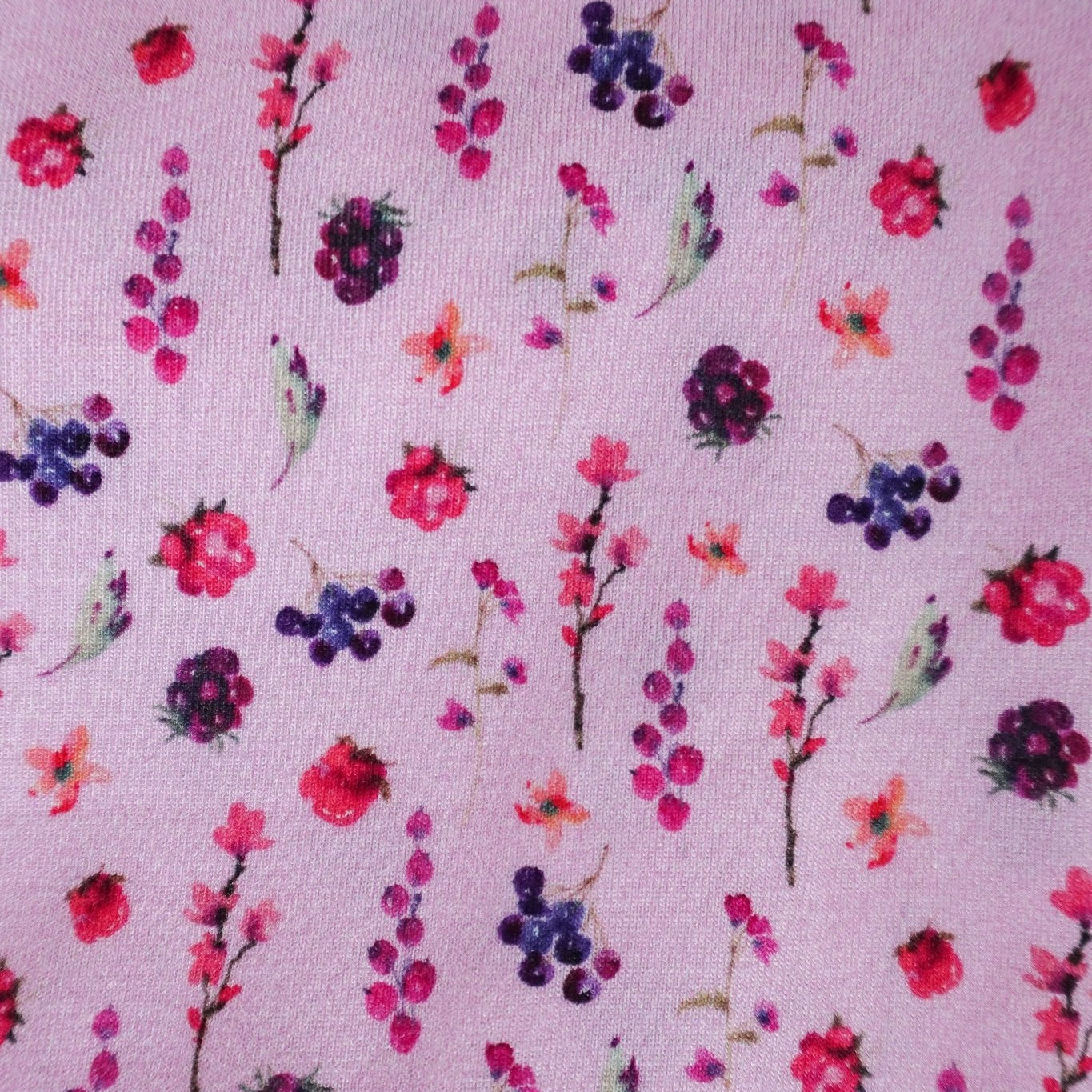 Flora's Garden Print Tee Floral Jogger PJ Set Bamboo - close up of the print on the pants