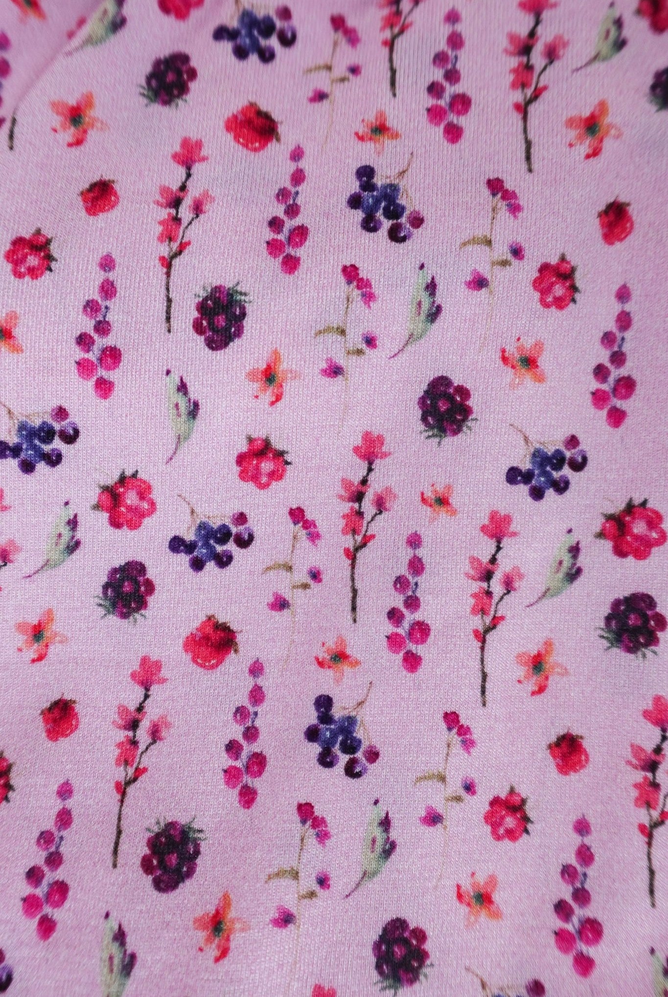 Flora's Garden Print Tee Floral Jogger PJ Set Bamboo - close up of the print on the pants