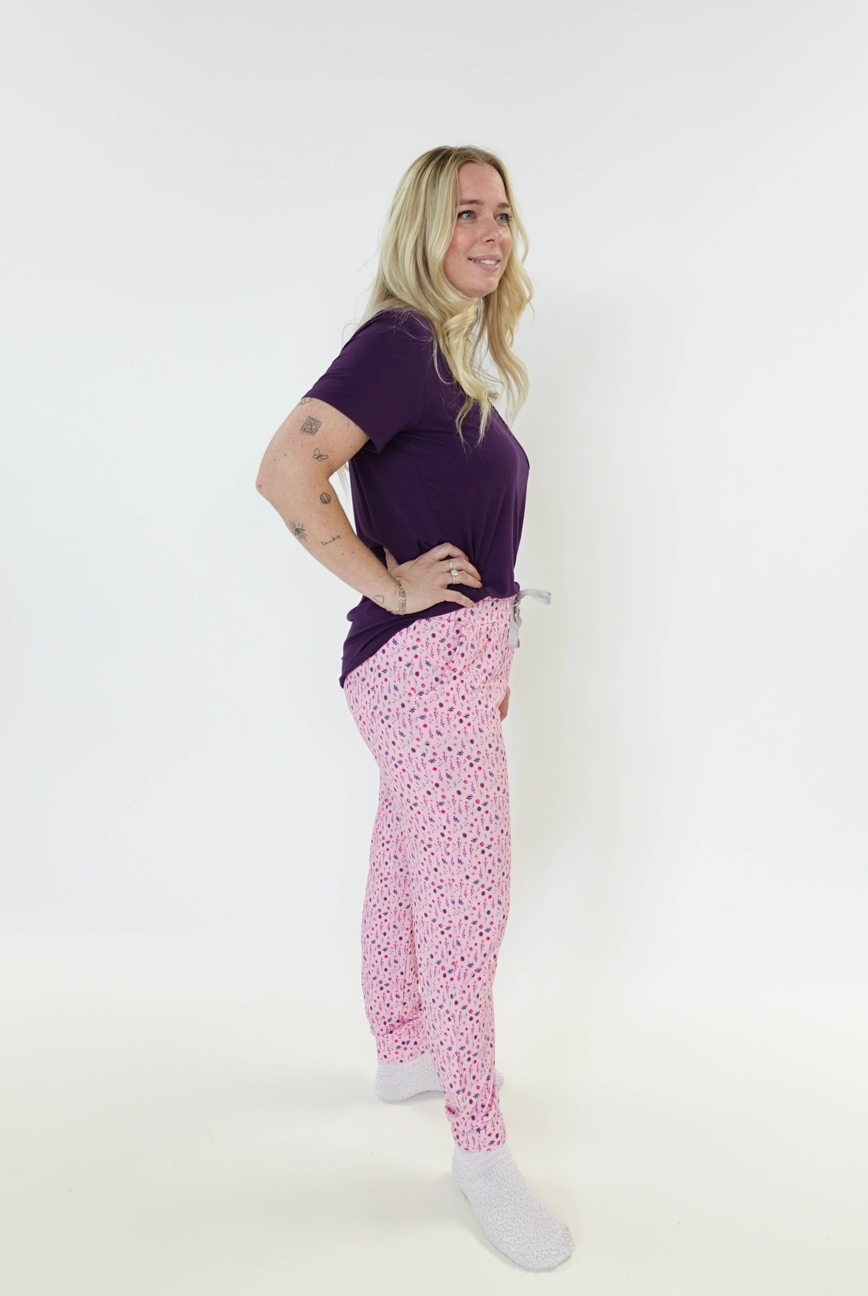 Flora's Garden Print Tee Floral Jogger PJ Set Bamboo