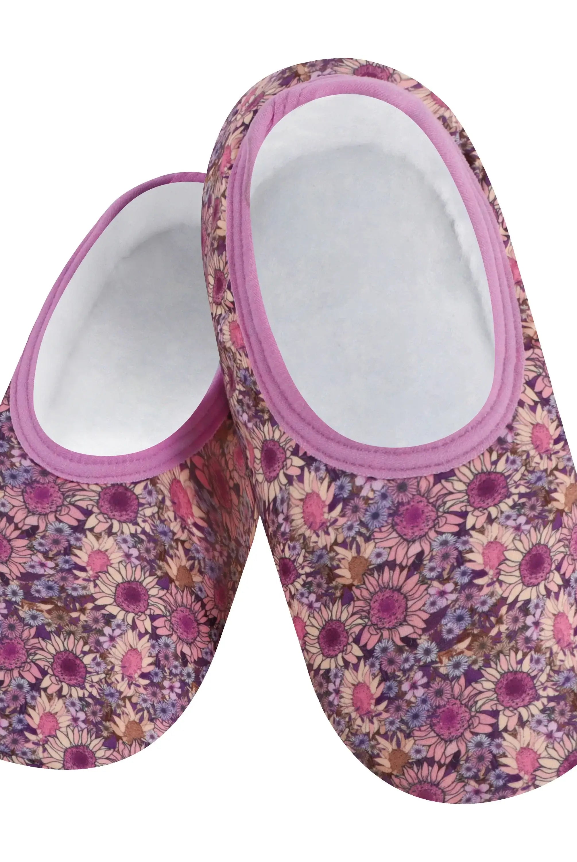 Snoozies Skinnies Lightweight Slipper Socks in Flowers Print - Non-skid Soles