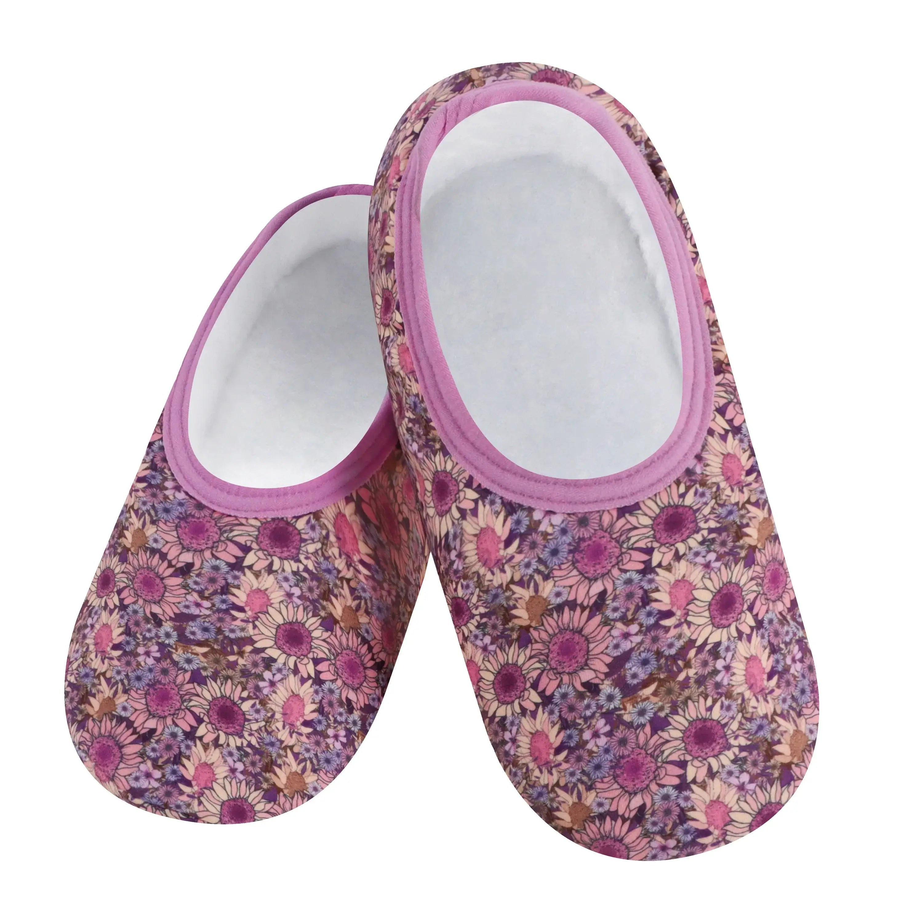 Snoozies Skinnies Lightweight Slipper Socks in Flowers Print - Non-skid Soles