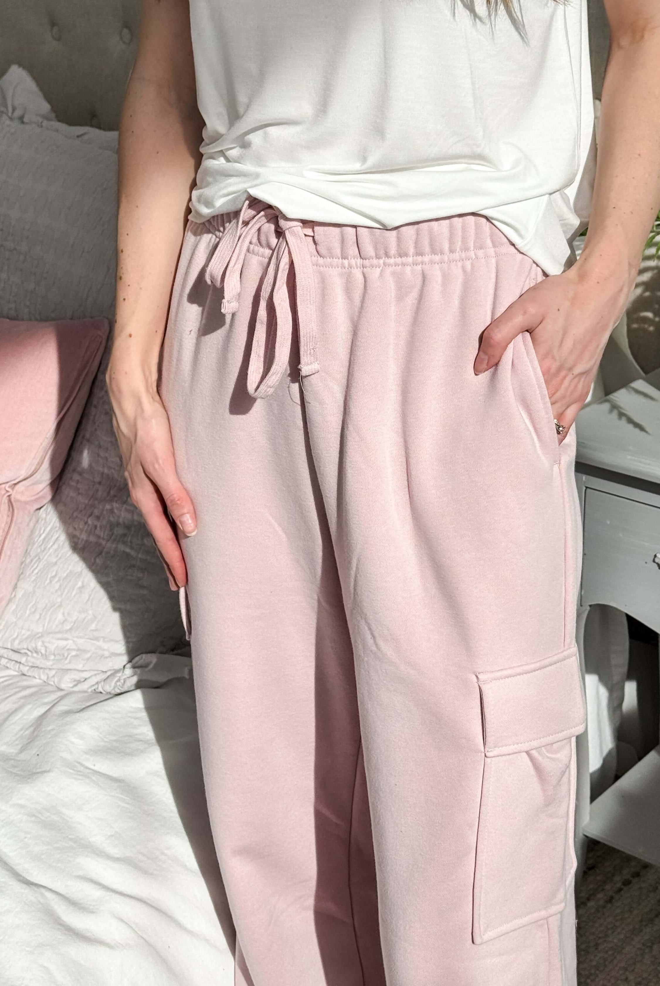 French Terry Straight Leg Cargo Pant