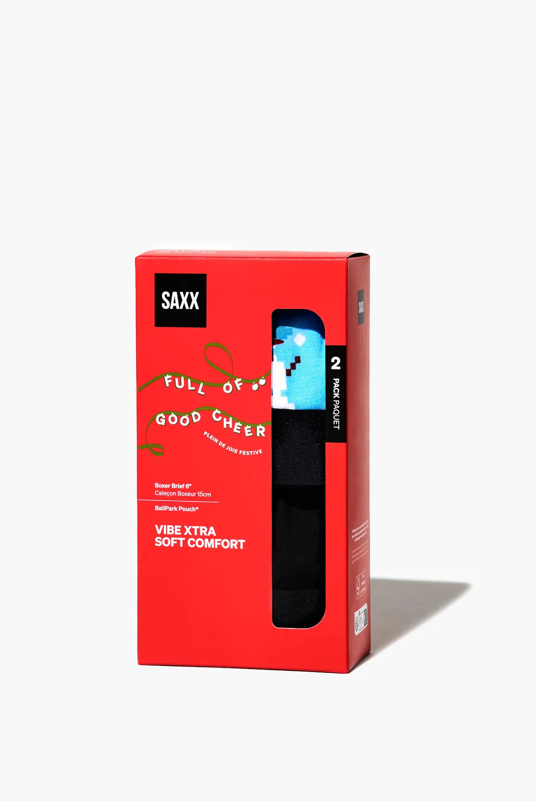 men's comfort boxer briefs with ball pouch technology by saxx - 2 pack gift box in frosty gamer