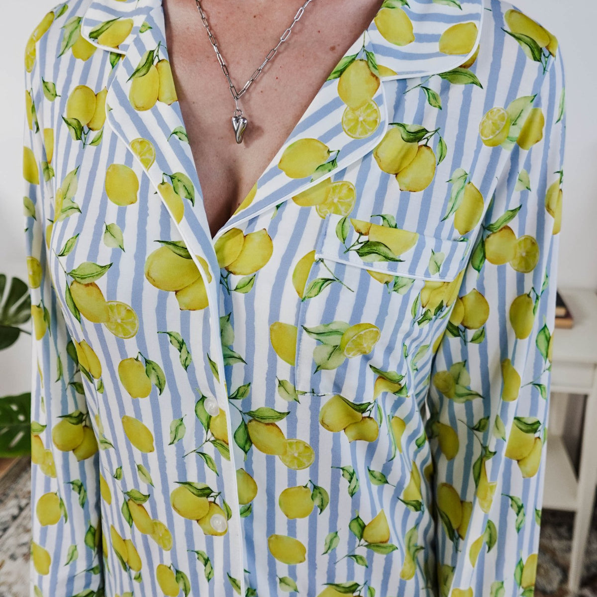 Georgia Rylan Bamboo Button-Up Nightshirt | Limoncello Print -Georgia Rylan- Cloud Nine Pajamas