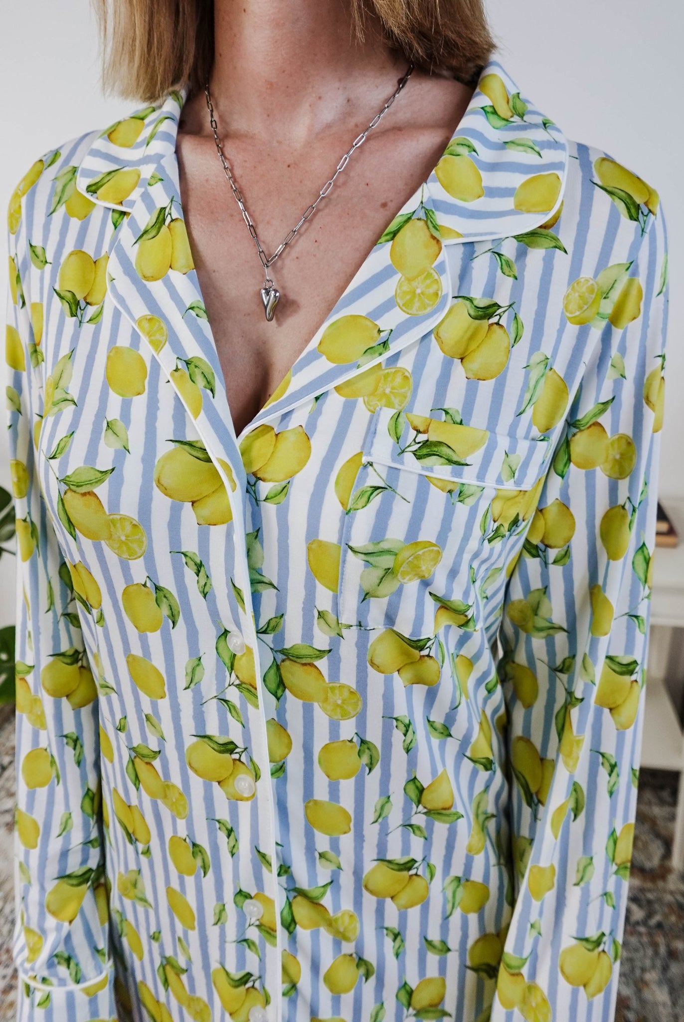 Georgia Rylan Bamboo Button-Up Nightshirt | Limoncello Print -Georgia Rylan- Cloud Nine Pajamas