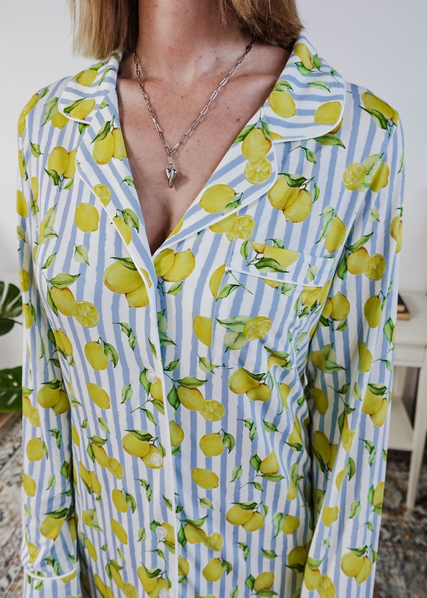 Georgia Rylan Bamboo Button-Up Nightshirt | Limoncello Print -Georgia Rylan- Cloud Nine Pajamas