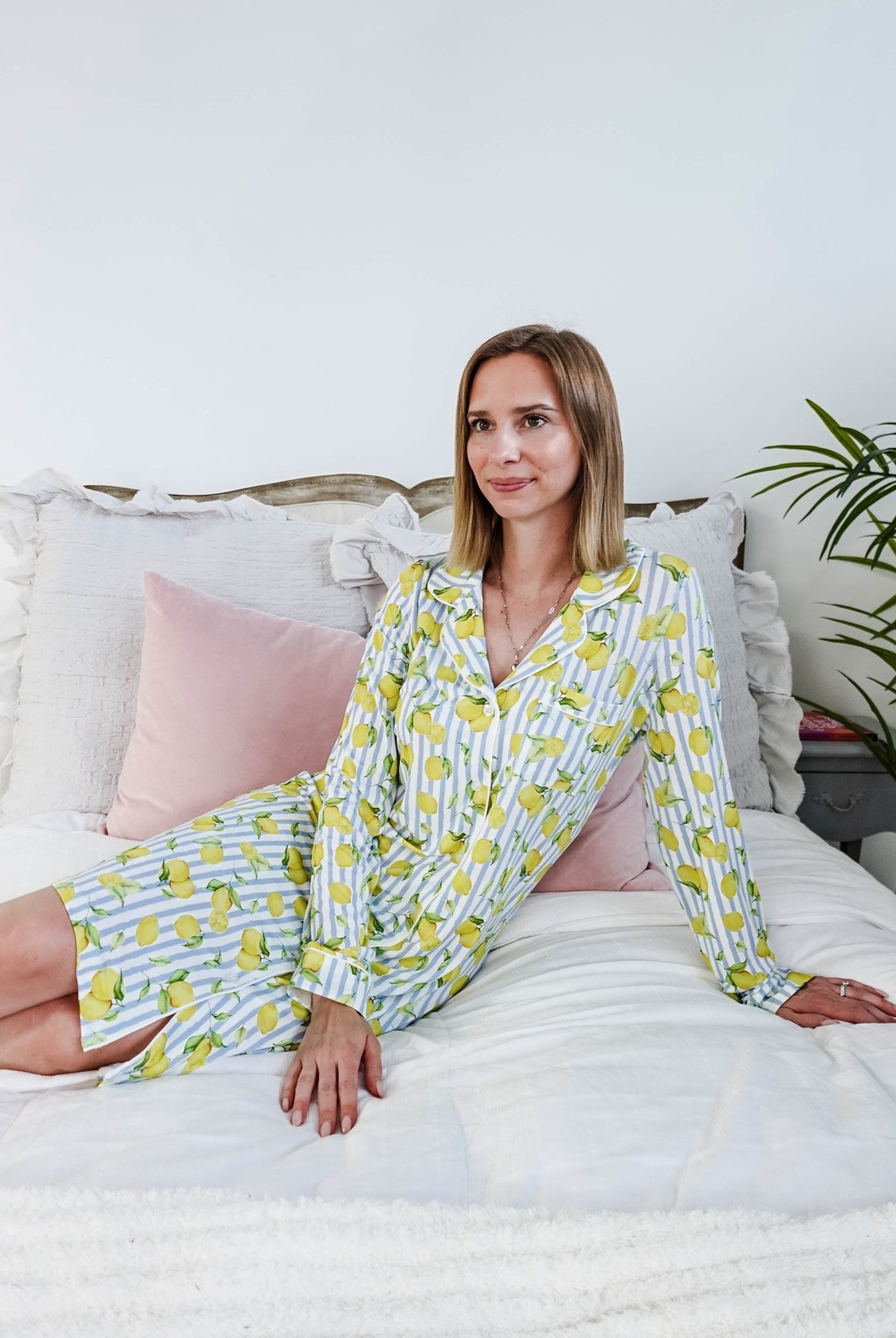 Georgia Rylan Bamboo Button-Up Nightshirt | Limoncello Print -Georgia Rylan- Cloud Nine Pajamas