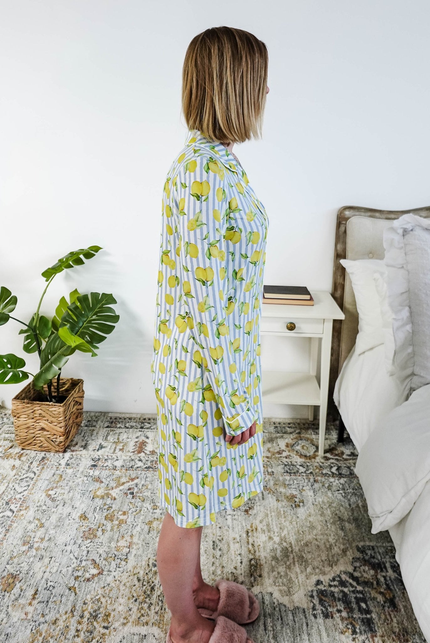 Georgia Rylan Bamboo Button-Up Nightshirt | Limoncello Print -Georgia Rylan- Cloud Nine Pajamas