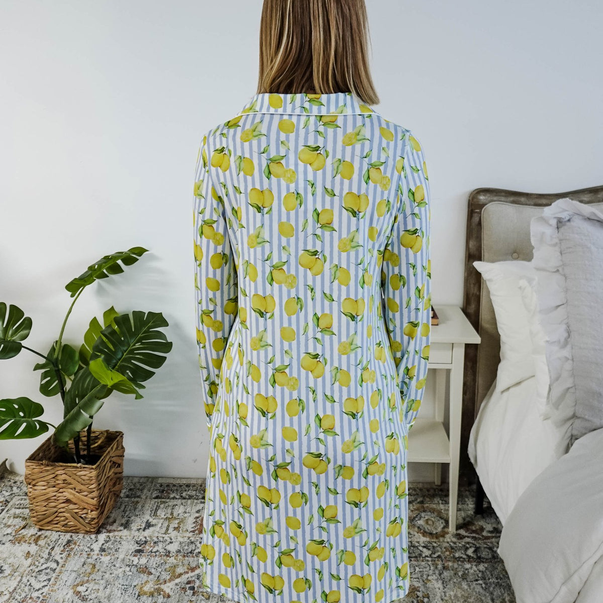 Georgia Rylan Bamboo Button-Up Nightshirt | Limoncello Print -Georgia Rylan- Cloud Nine Pajamas