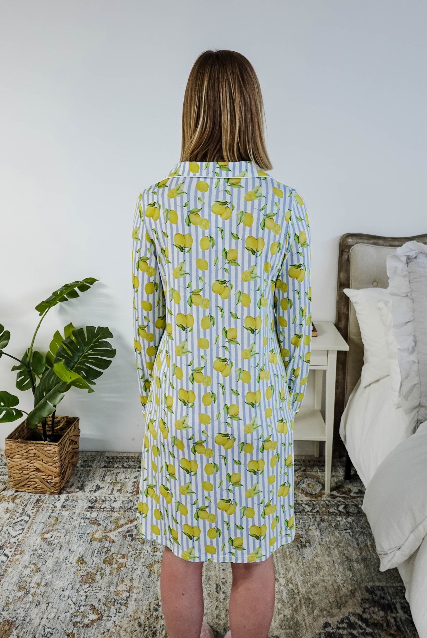 Georgia Rylan Bamboo Button-Up Nightshirt | Limoncello Print -Georgia Rylan- Cloud Nine Pajamas