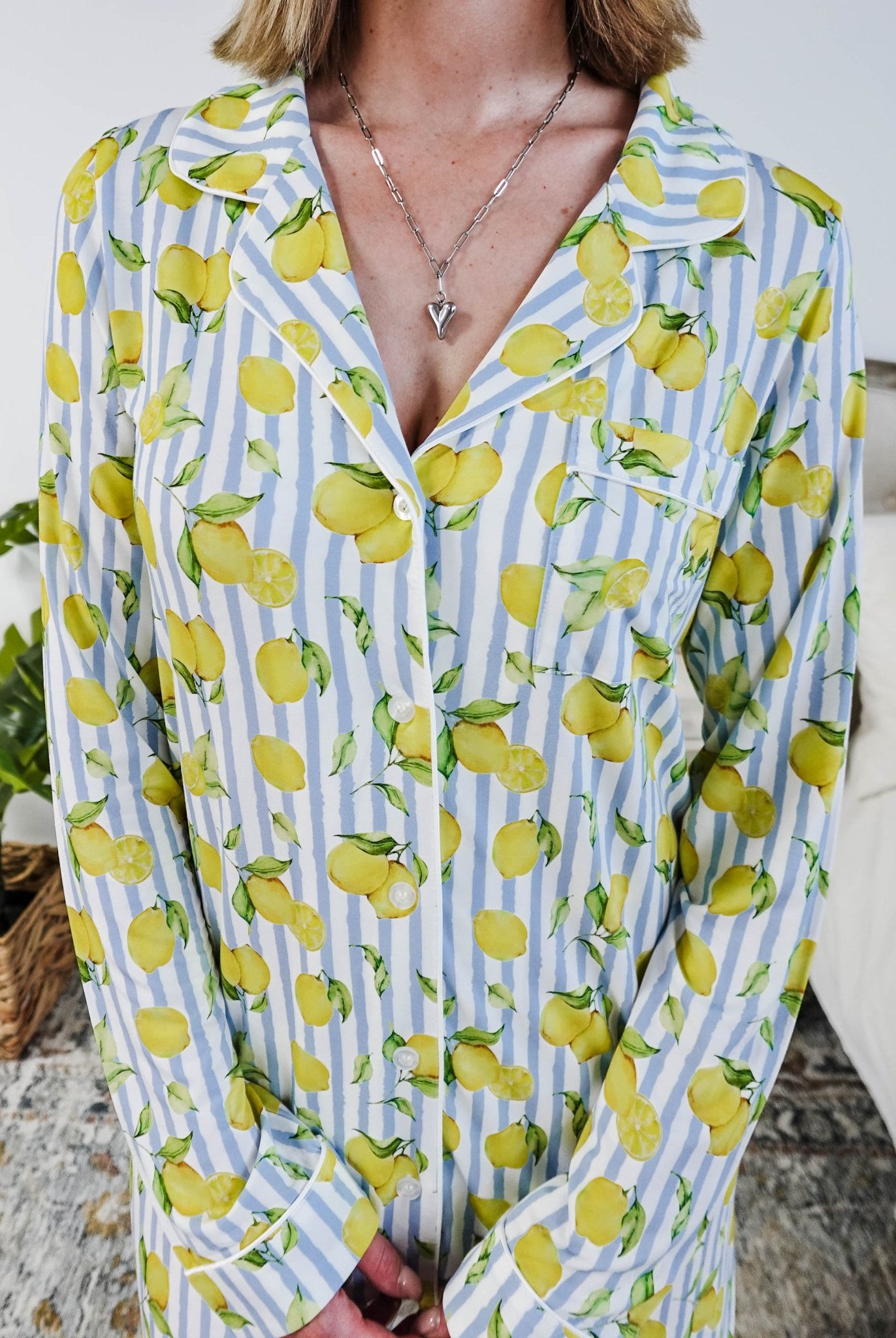 Georgia Rylan Bamboo Button-Up Nightshirt | Limoncello Print -Georgia Rylan- Cloud Nine Pajamas