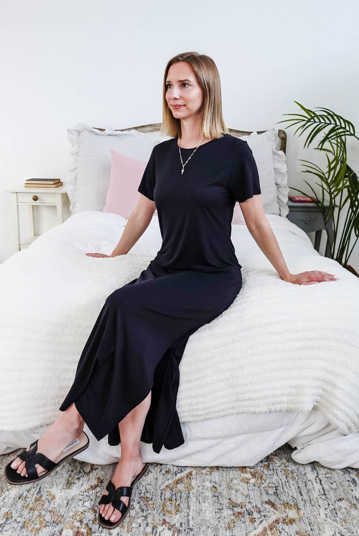 Georgia Rylan Bamboo Maxi T-Shirt Dress | Black