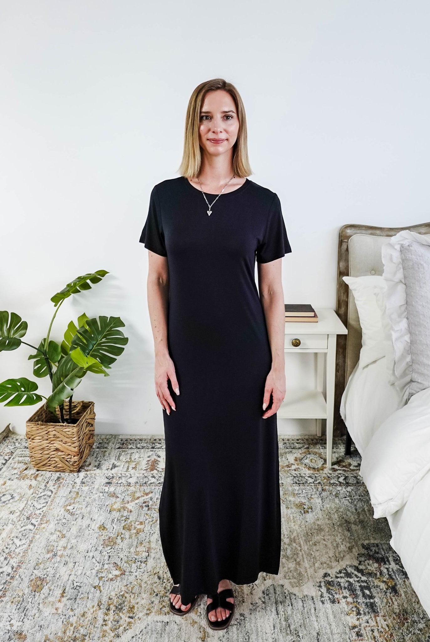 Georgia Rylan Bamboo Maxi T-Shirt Dress | Black