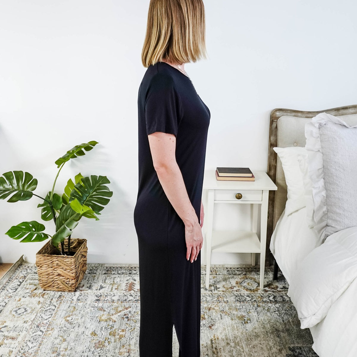 Georgia Rylan Bamboo Maxi T-Shirt Dress | Black