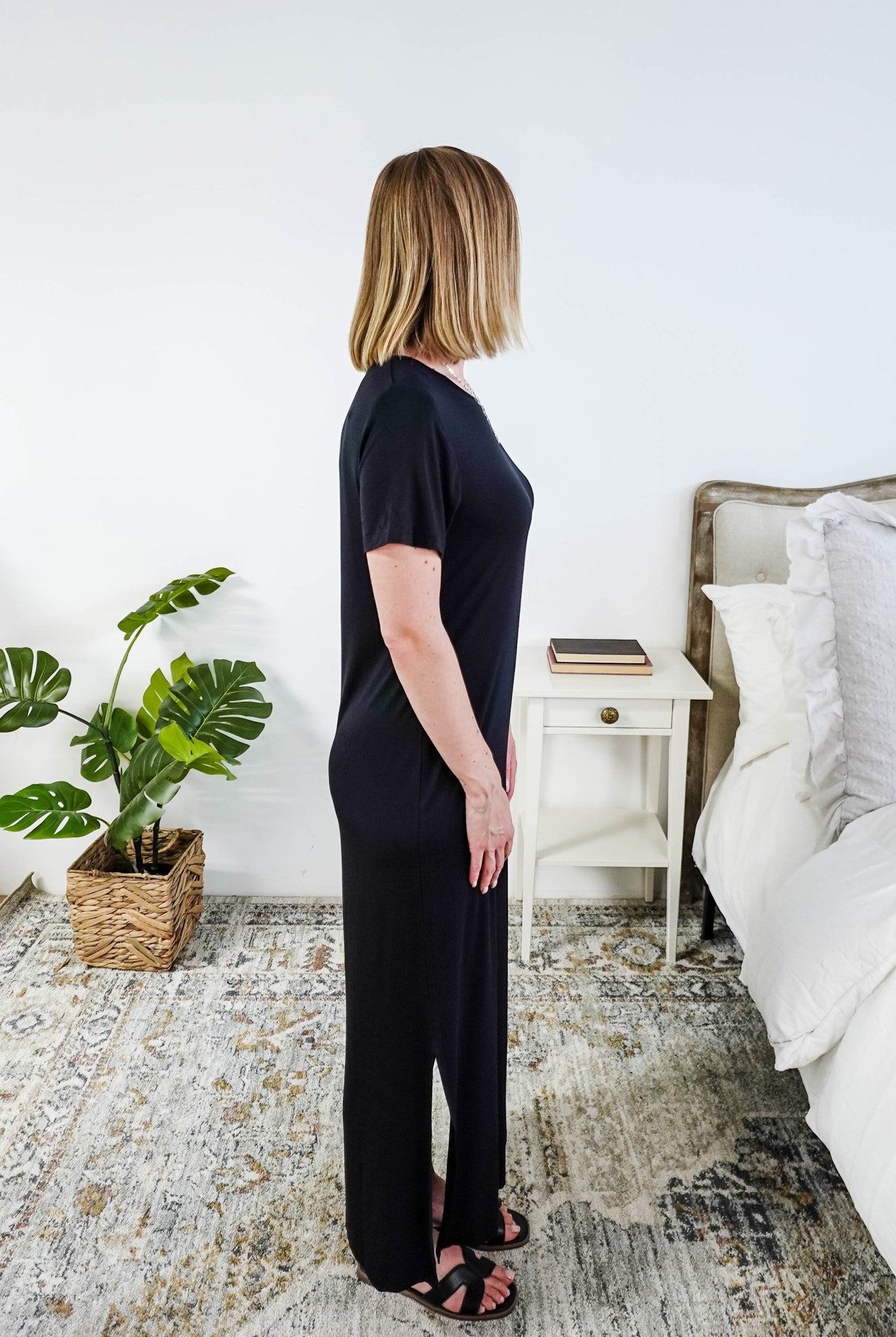 Georgia Rylan Bamboo Maxi T-Shirt Dress | Black
