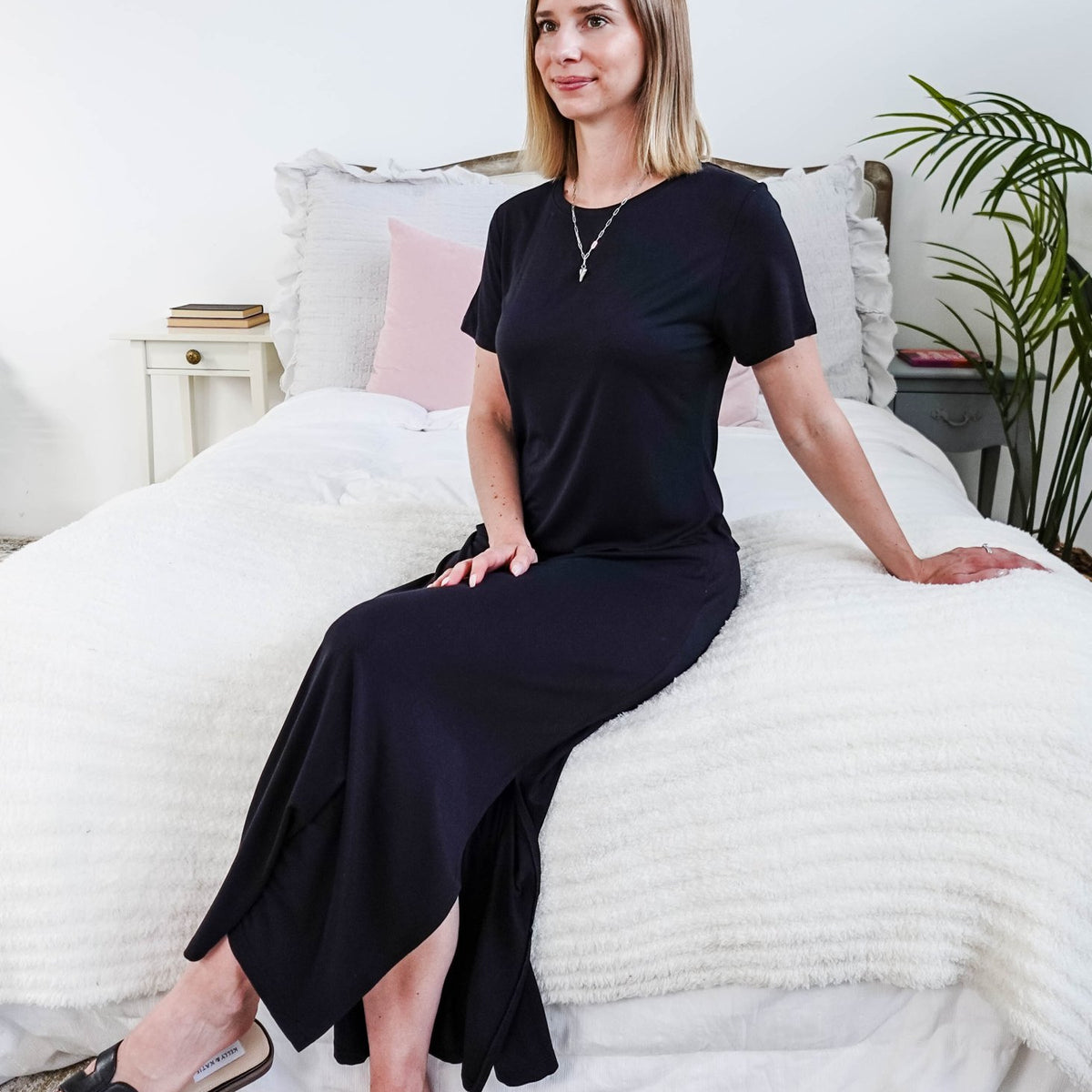 Georgia Rylan Bamboo Maxi T-Shirt Dress | Black