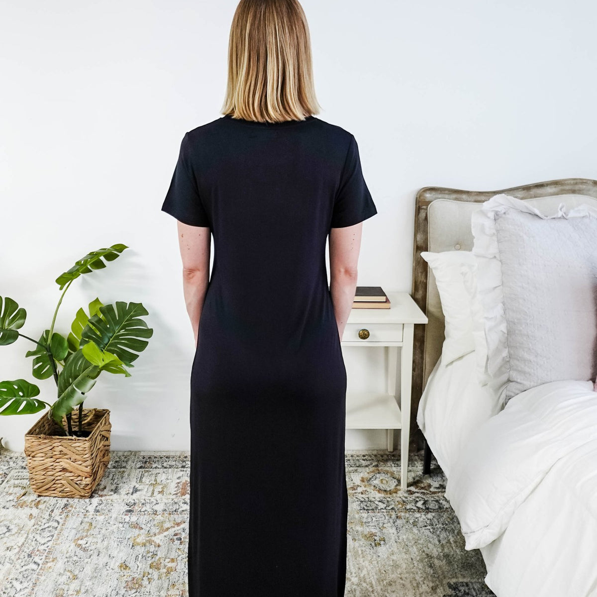 Georgia Rylan Bamboo Maxi T-Shirt Dress | Black