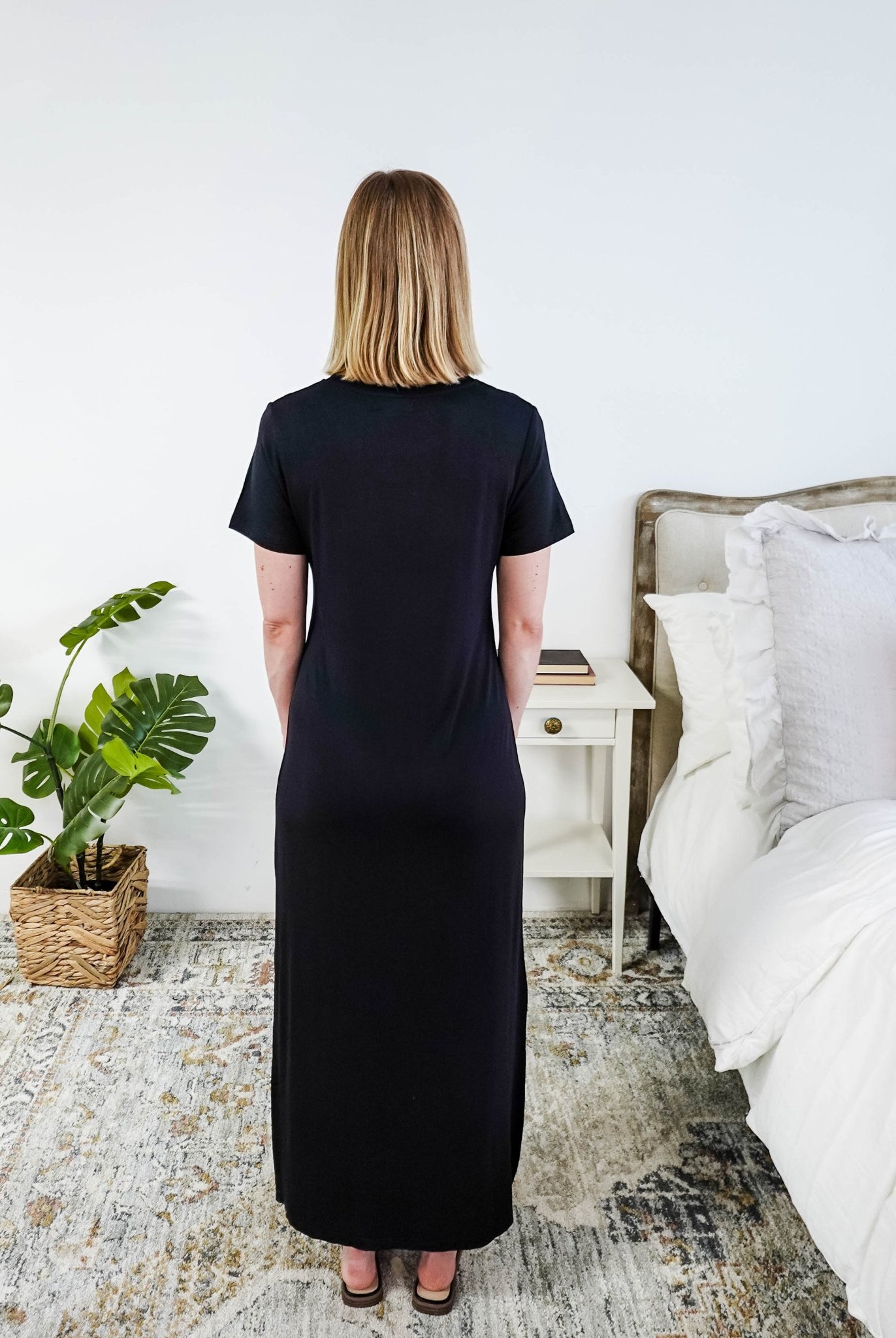 Georgia Rylan Bamboo Maxi T-Shirt Dress | Black