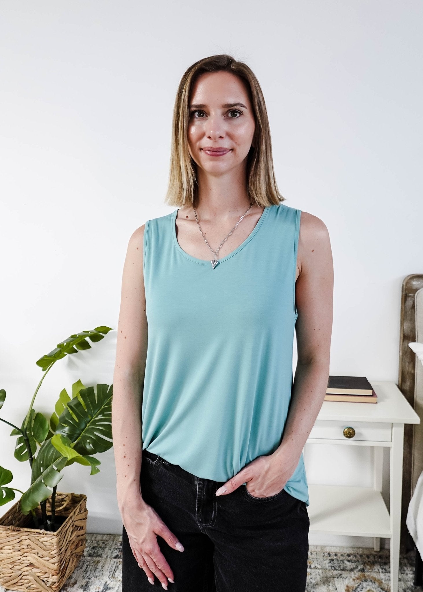 Georgia Rylan Essential Bamboo Tank | Sage Blue