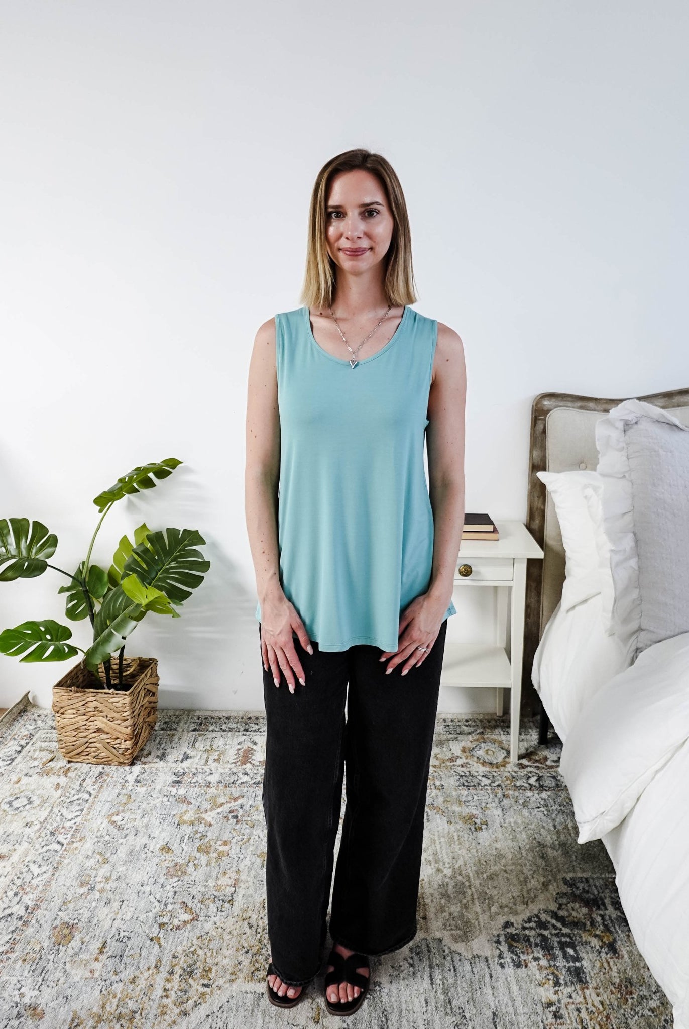 Georgia Rylan Essential Bamboo Tank | Sage Blue