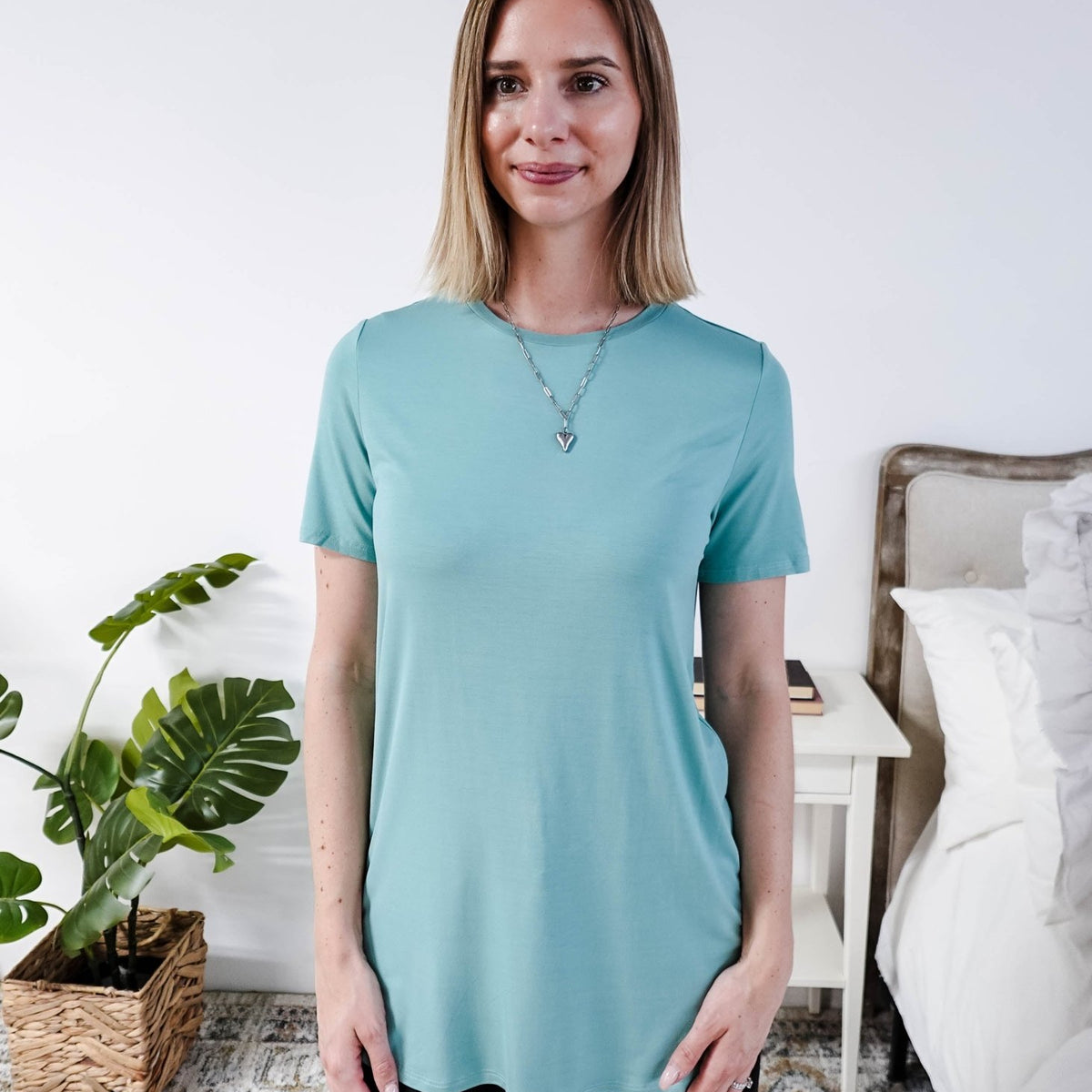 Georgia Rylan Essential Bamboo Tee | Sage Blue