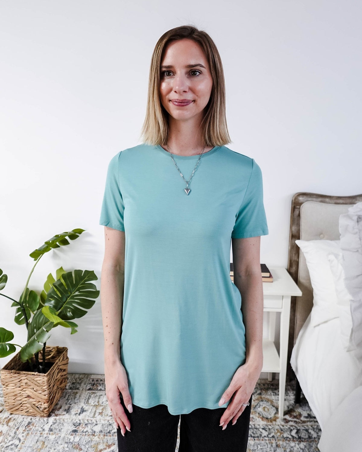 Georgia Rylan Essential Bamboo Tee | Sage Blue