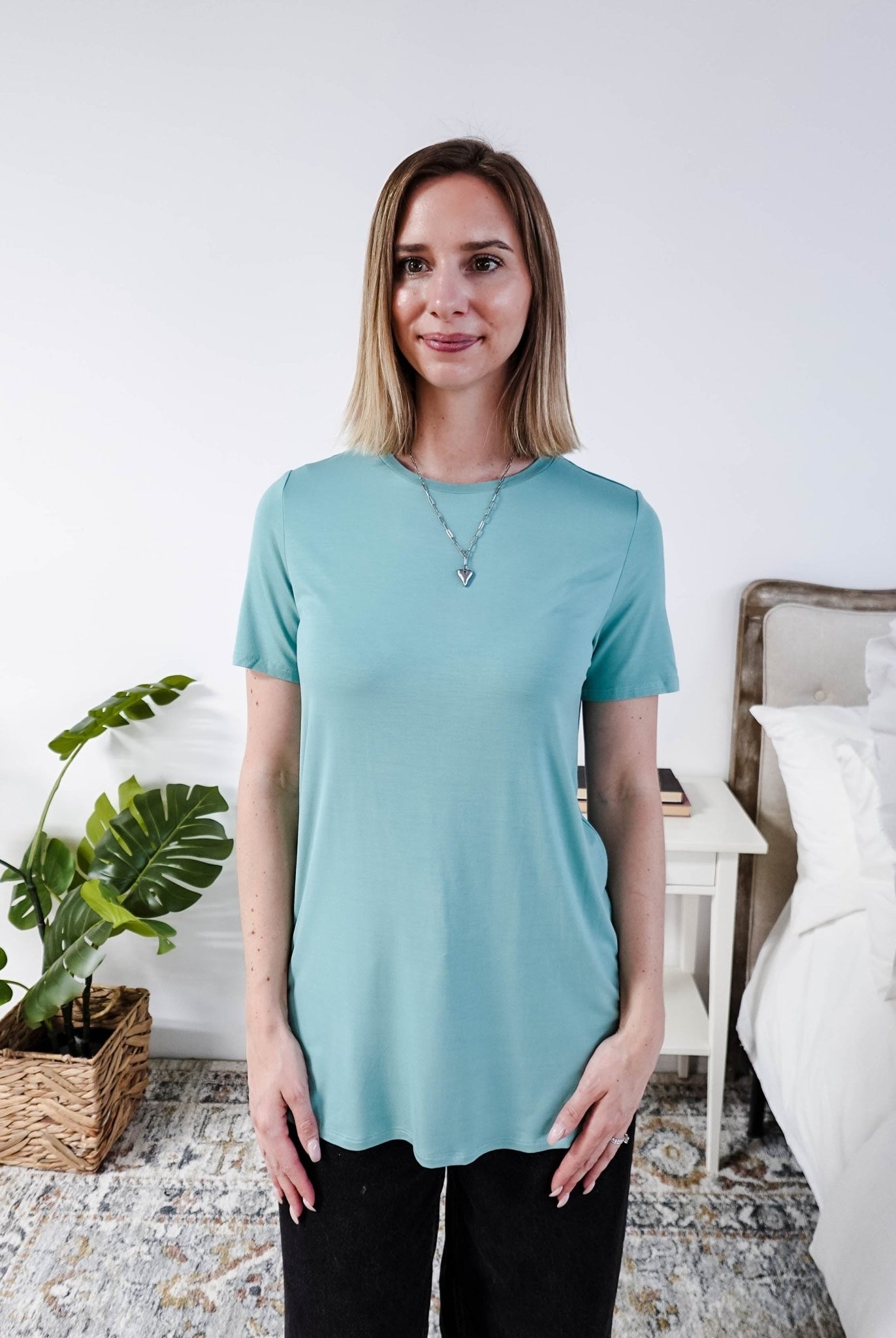 Georgia Rylan Essential Bamboo Tee | Sage Blue