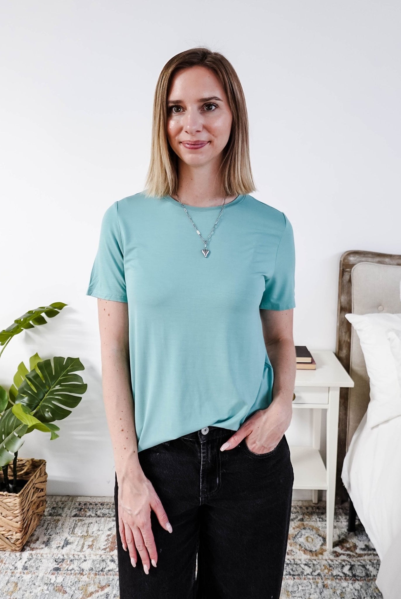 Georgia Rylan Essential Bamboo Tee | Sage Blue