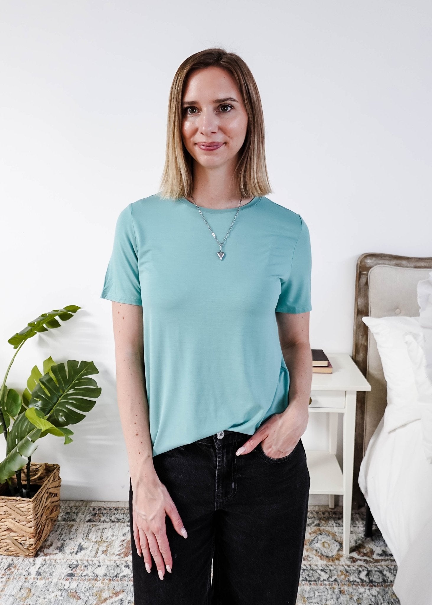 Georgia Rylan Essential Bamboo Tee | Sage Blue