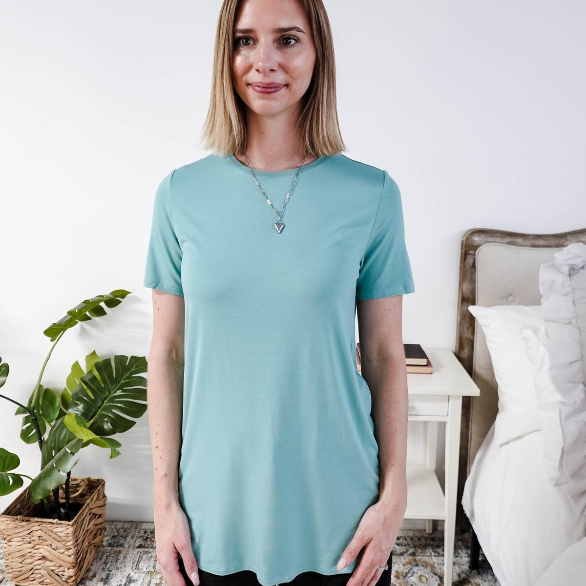 Georgia Rylan Essential Bamboo Tee | Sage Blue