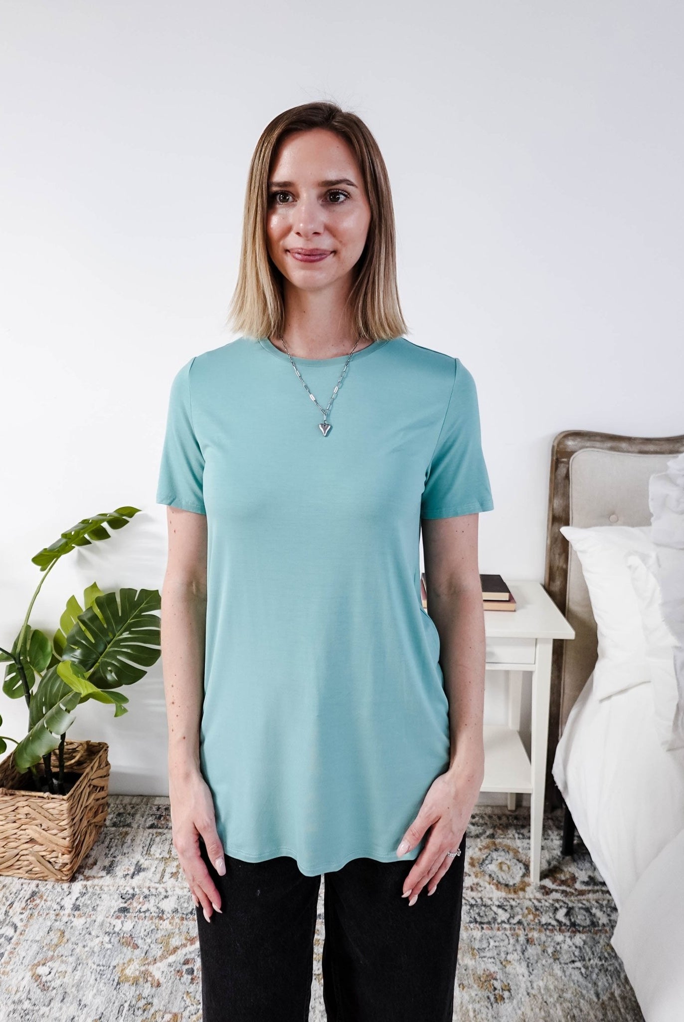 Georgia Rylan Essential Bamboo Tee | Sage Blue