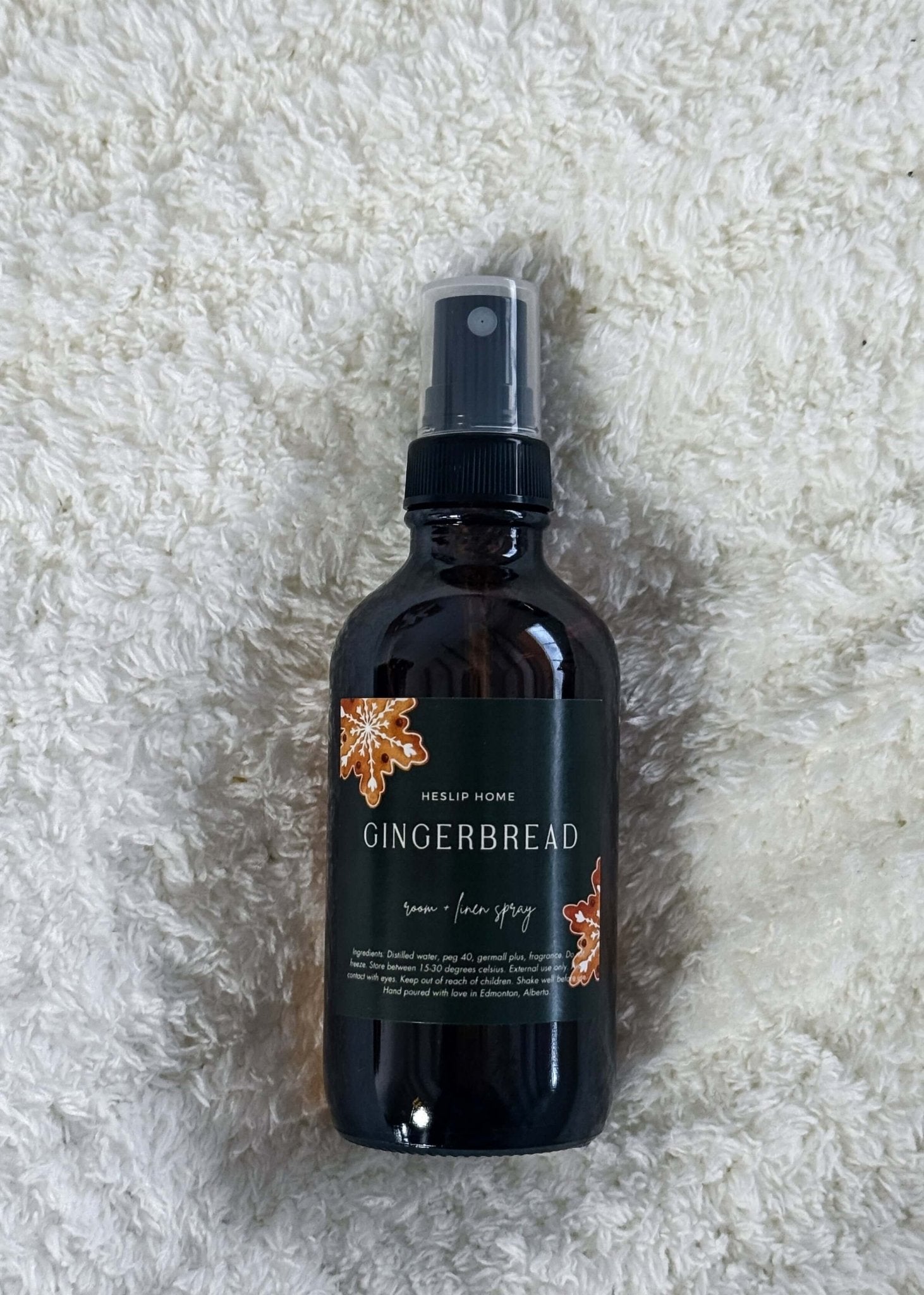 Gingerbread Holiday Room & Linen Spray gingerbread scent holiday 8 oz room and linen spray non-toxic for the holidays by Heslip Home