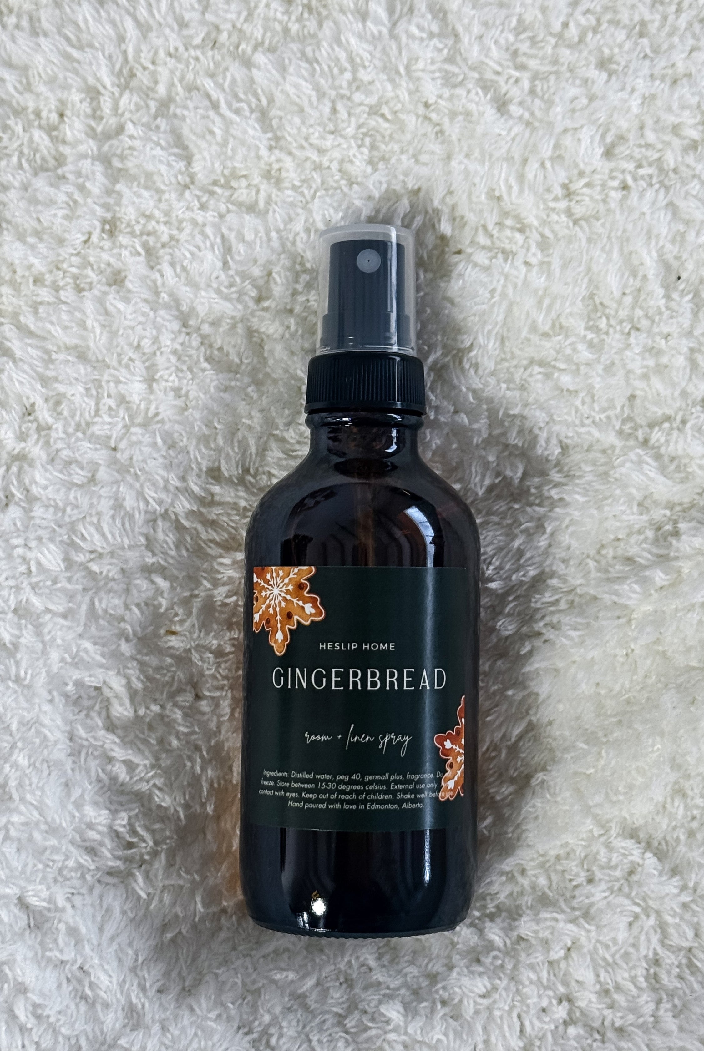 Gingerbread Holiday Room & Linen Spray gingerbread scent holiday 8 oz room and linen spray non-toxic for the holidays by Heslip Home