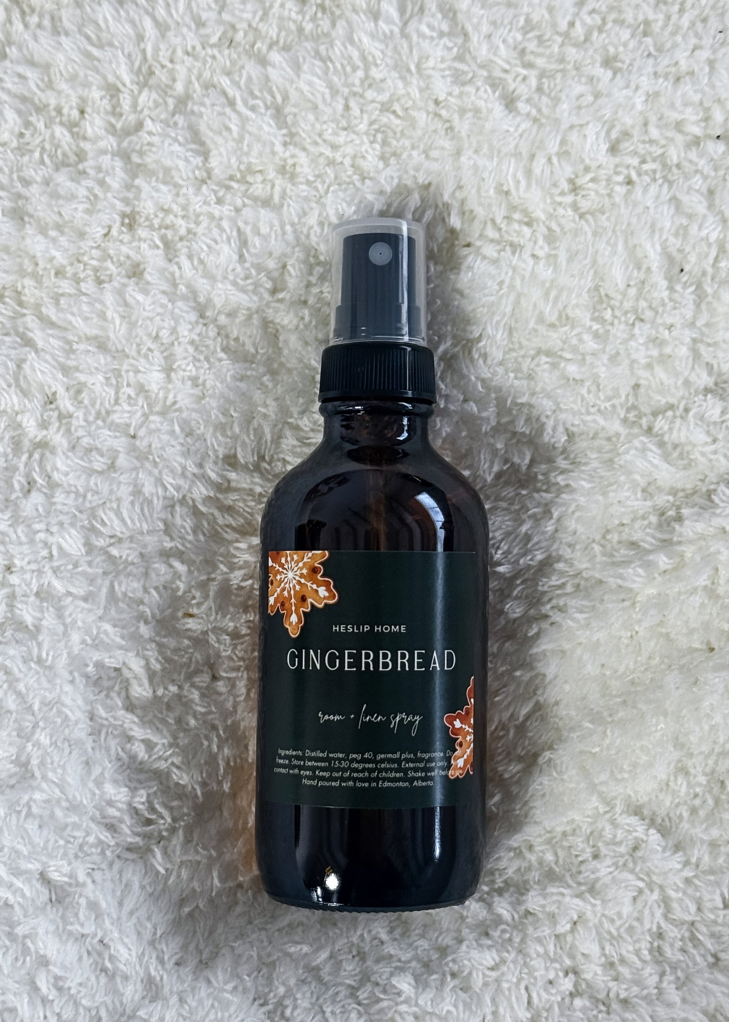 Gingerbread Holiday Room & Linen Spray gingerbread scent holiday 8 oz room and linen spray non-toxic for the holidays by Heslip Home