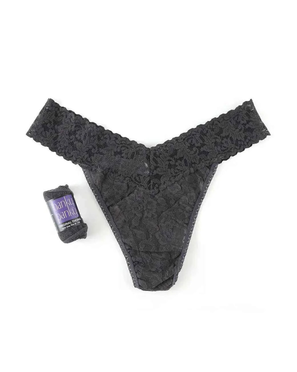 granite Hanky Panky Women's Signature Stretch Lace Original Rise Thong One Size Fits Most