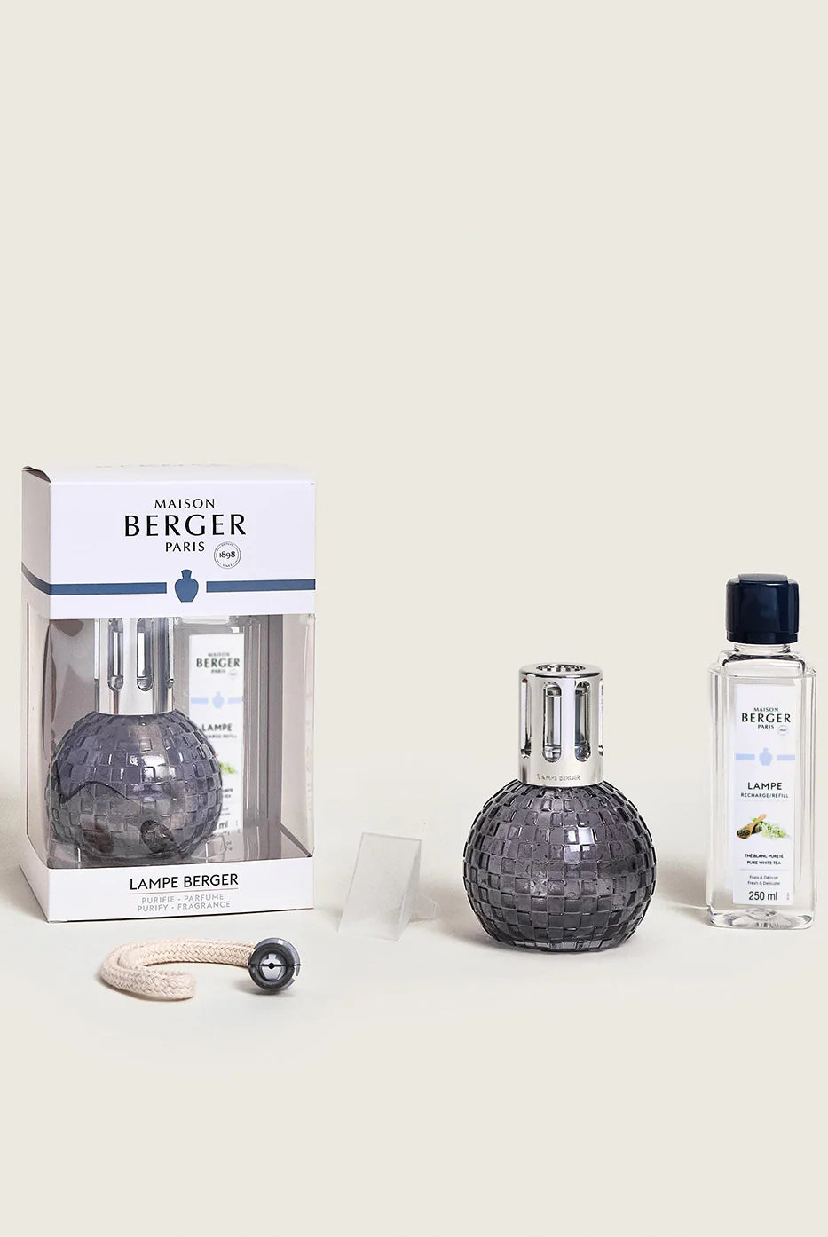 Maison Berger Paris Disco Fragrance Lamp Gift Set showing lamp and fragrance bottle in a gift-ready box.