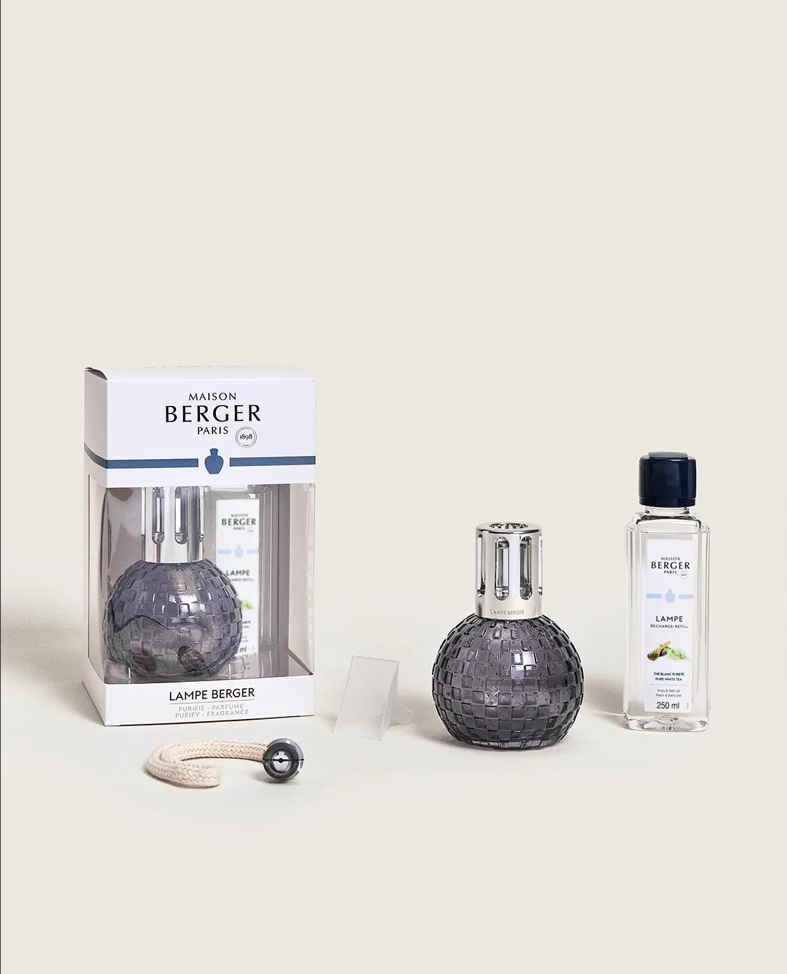 Maison Berger Paris Disco Fragrance Lamp Gift Set showing lamp and fragrance bottle in a gift-ready box.