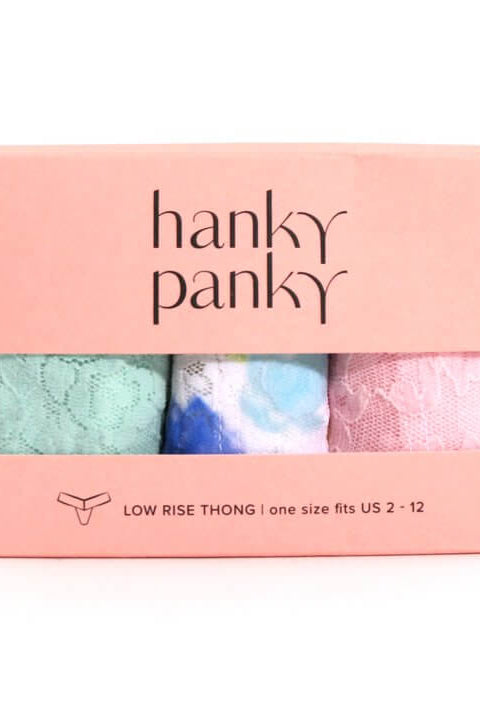 Hanky Panky 3 - Pack Signature Lace Low Rise Thong Gift Box – One Size Fits Most - HANKY PANKY - Cloud Nine Pajamas
