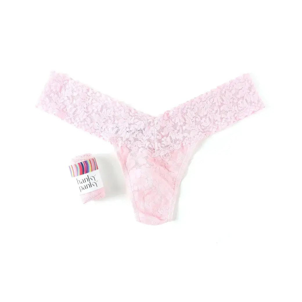 Hanky Panky Low Rise Thong – Signature Lace in pink, perfect gift-ready wrap for comfort and style.