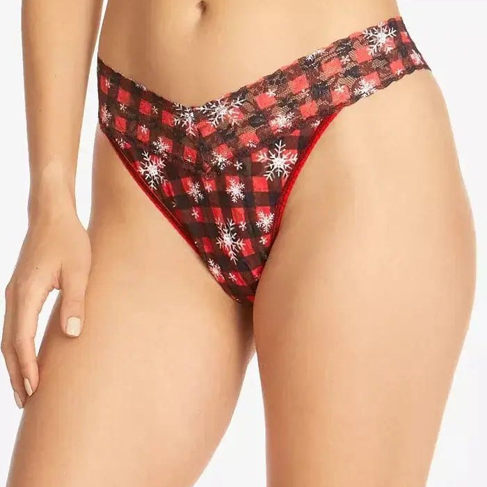 buffalo red plaid with snowflakes lHanky Panky Low Rise Thong