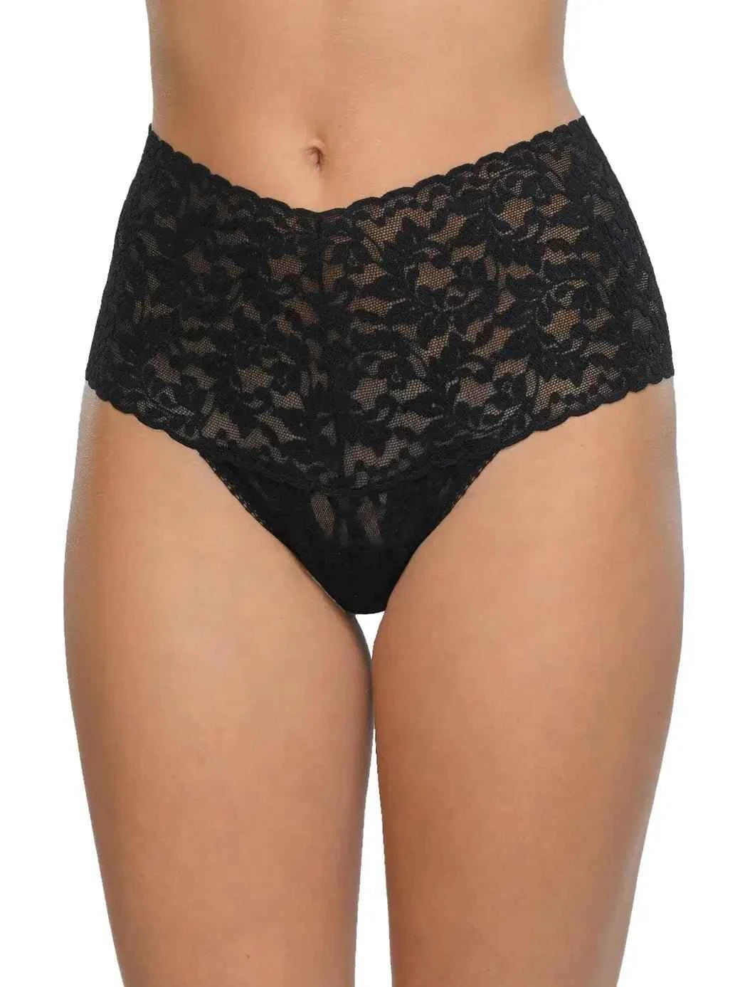 Hanky Panky Women's Signature Stretch Lace High-Waisted Retro Thong One Size Fits Most