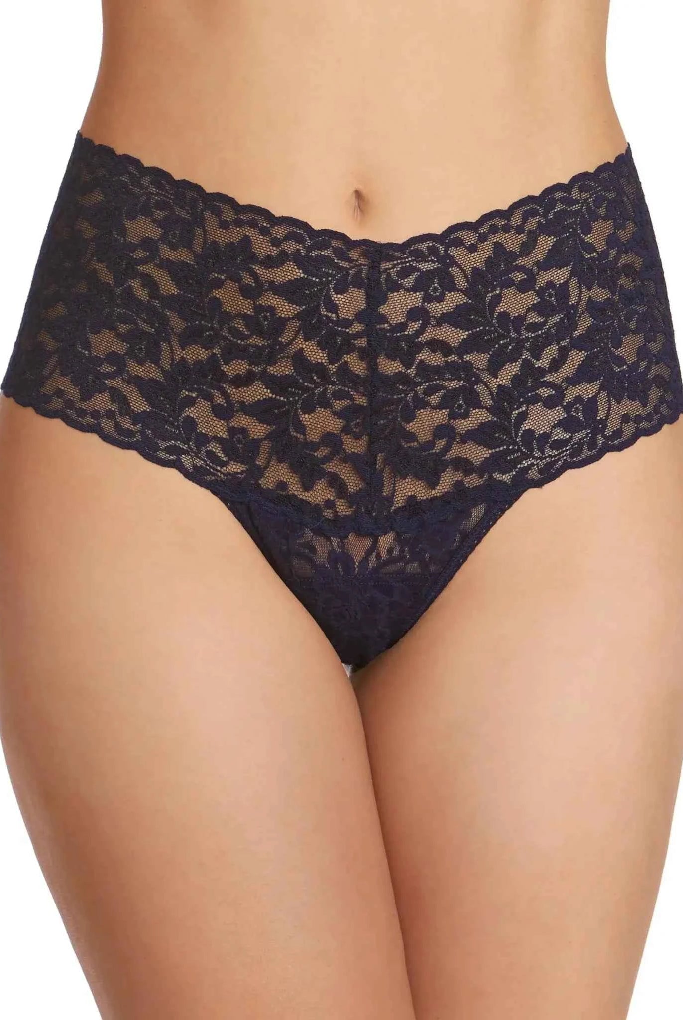 Hanky Panky Women's Signature Stretch Lace High-Waisted Retro Thong One Size Fits Most