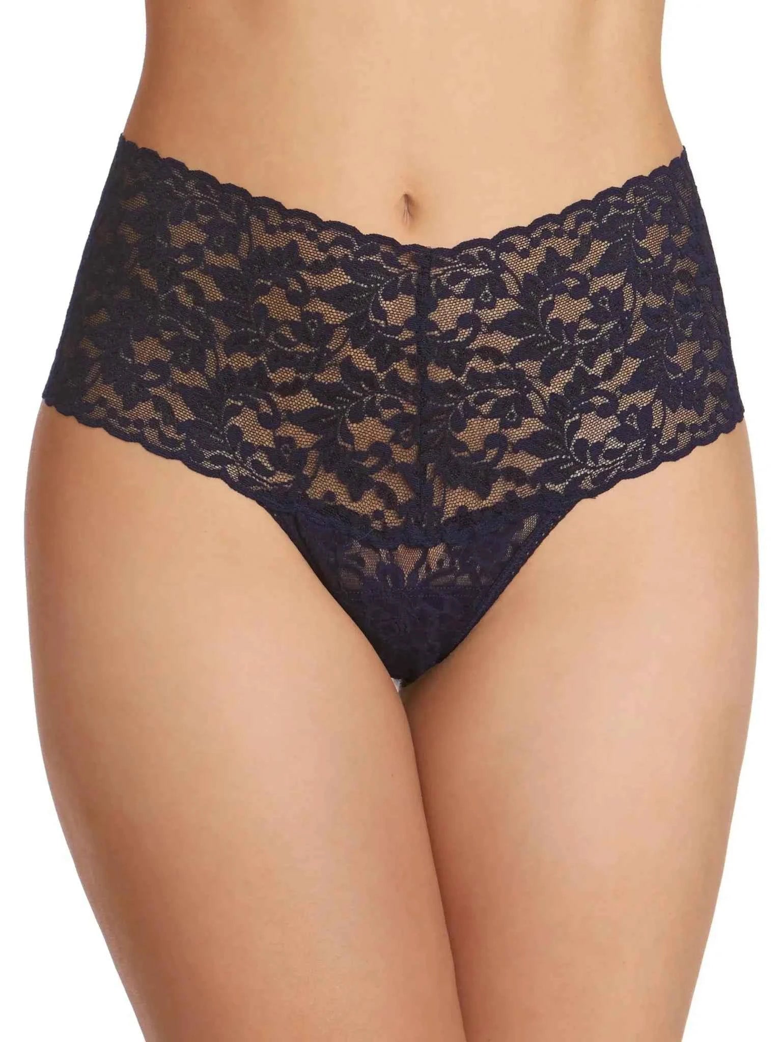 Hanky Panky Women's Signature Stretch Lace High-Waisted Retro Thong One Size Fits Most