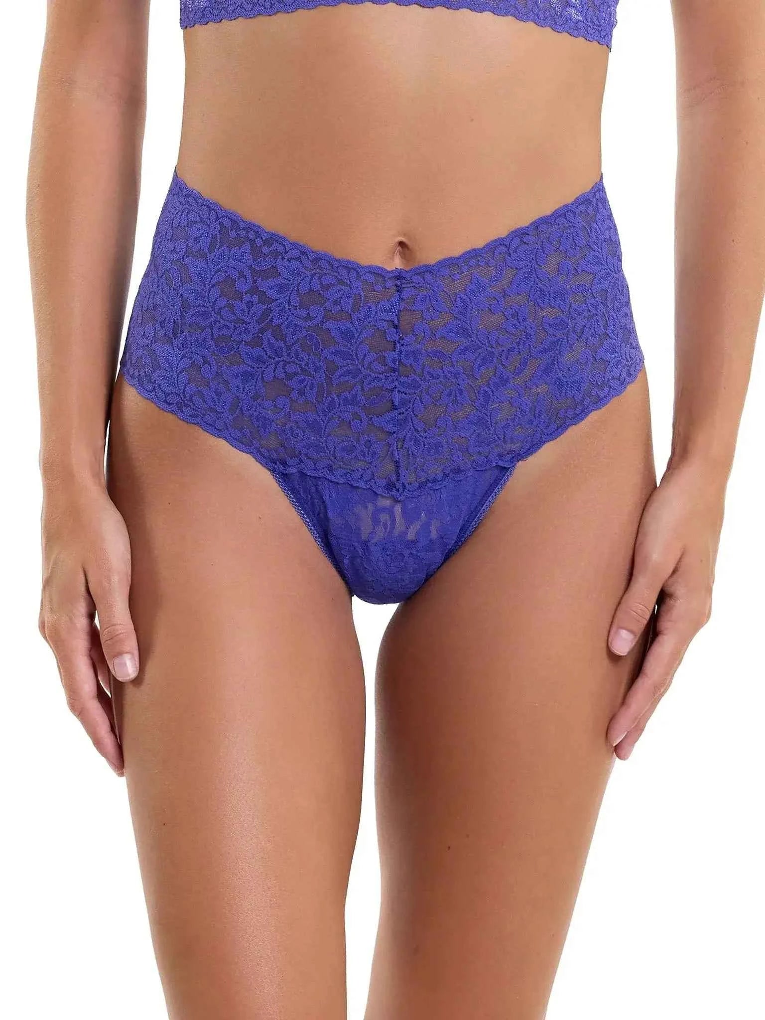 Hanky Panky Women's Signature Stretch Lace High-Waisted Retro Thong One Size Fits Most