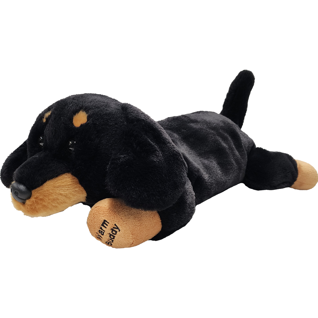 Warm Buddy Heat Up Stuffed Animal Cuddle Buddy Dachshund 15" - Therapeutic warm up weighted dog black and brown