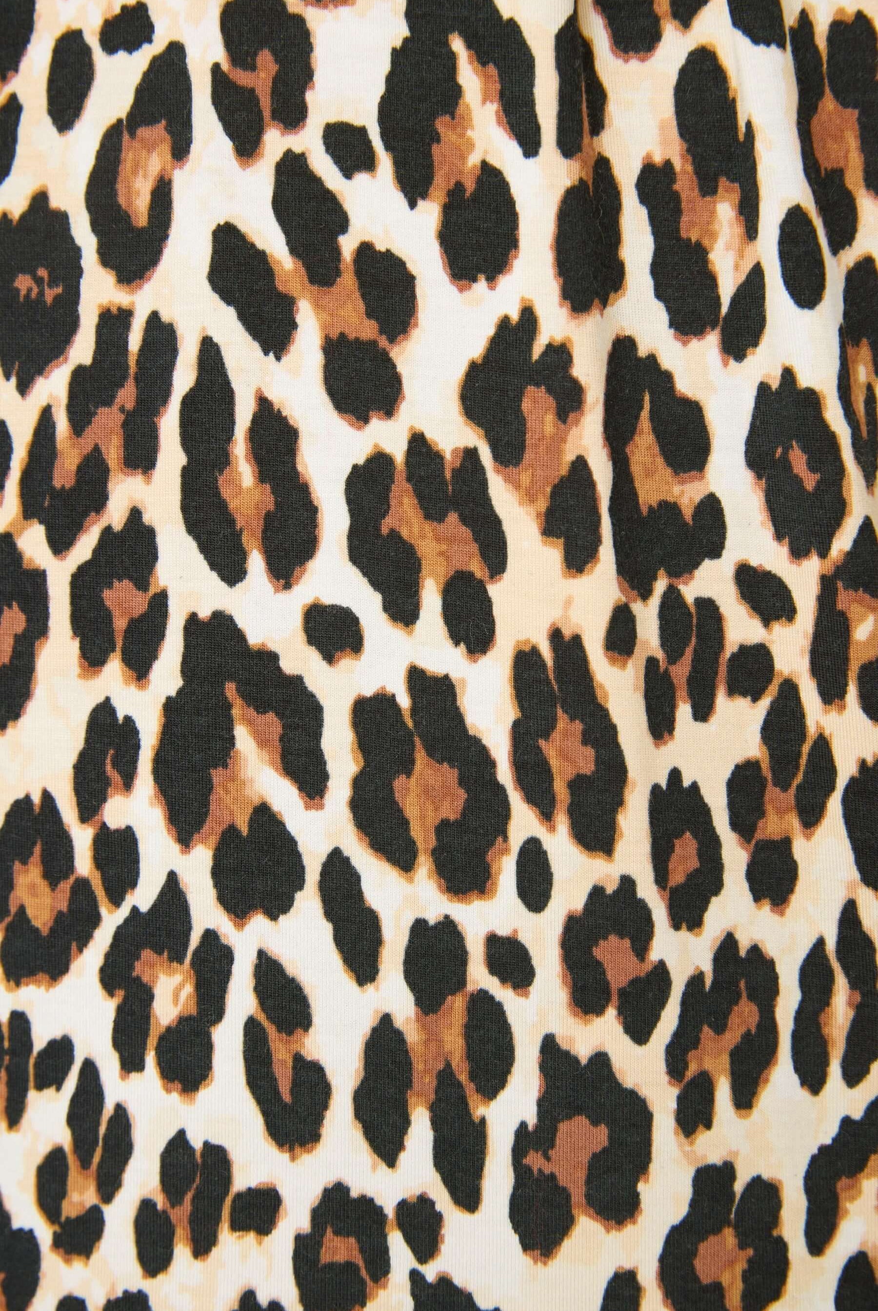 Women's Holiday Dreams Leopard Modal Pants Set w Red Piping | PJ Salvage - close up of print