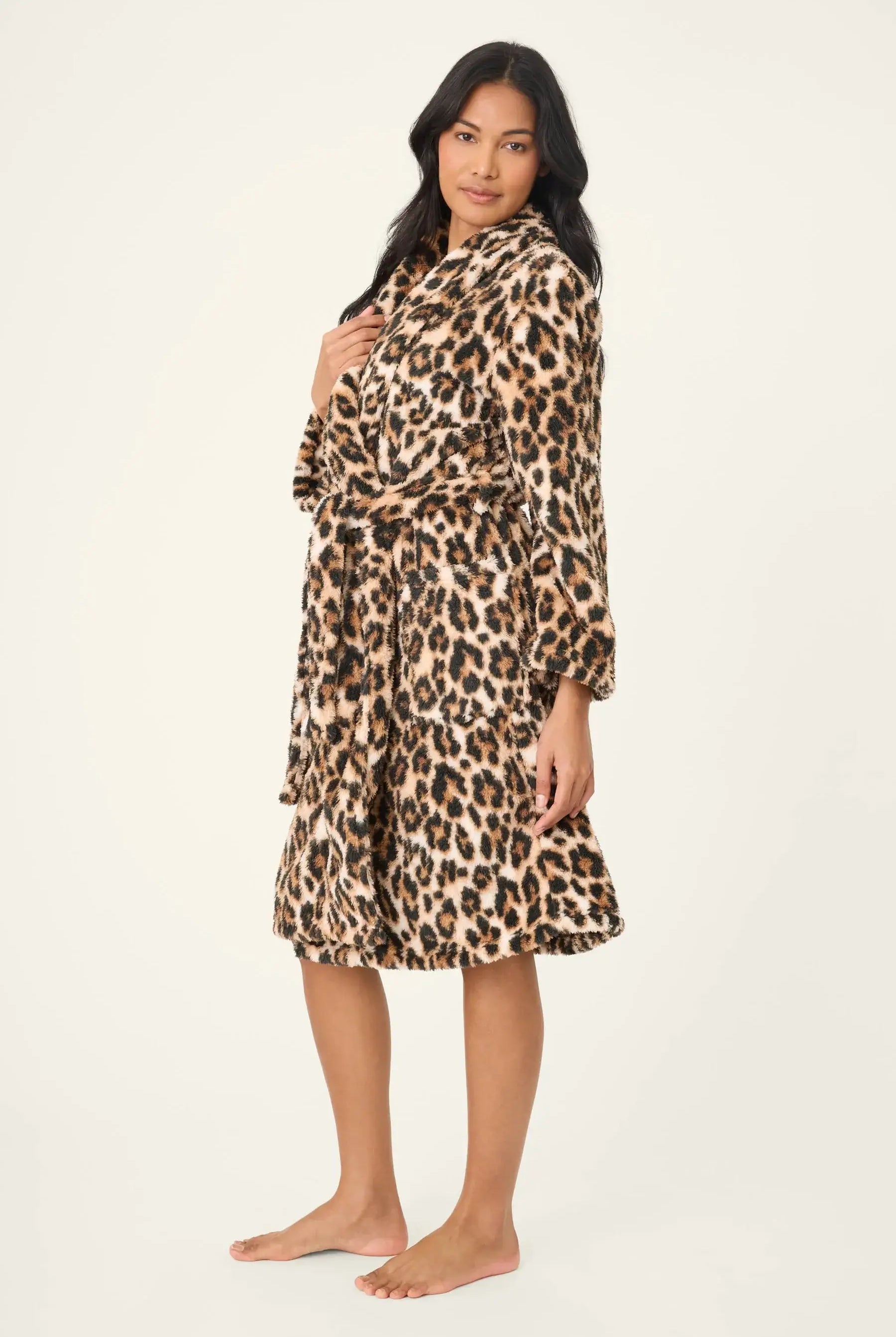 Holiday Dreams Leopard Print Fleece Robe for Women by PJ Salvage