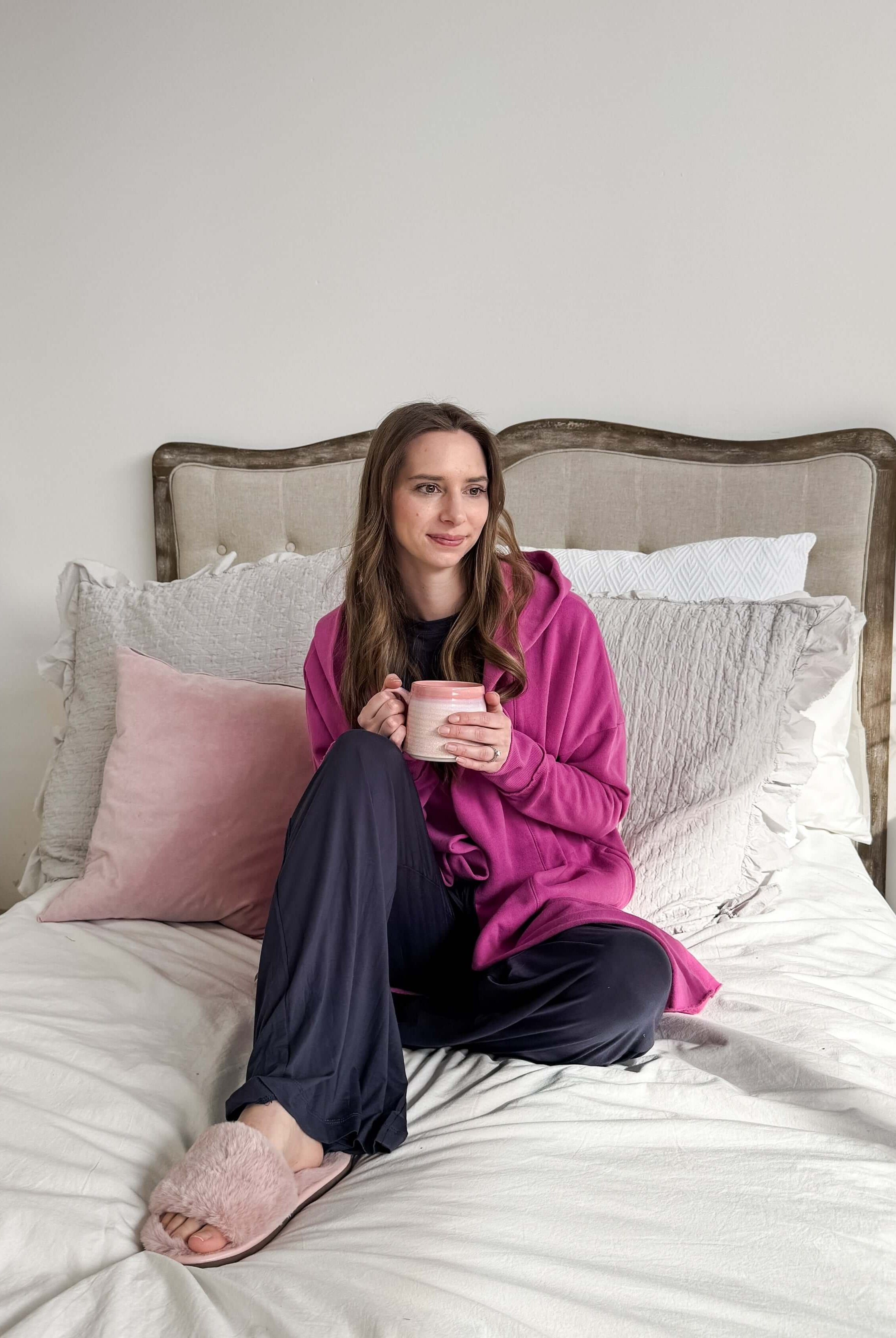 Hooded Cardigan Open Front | Pink