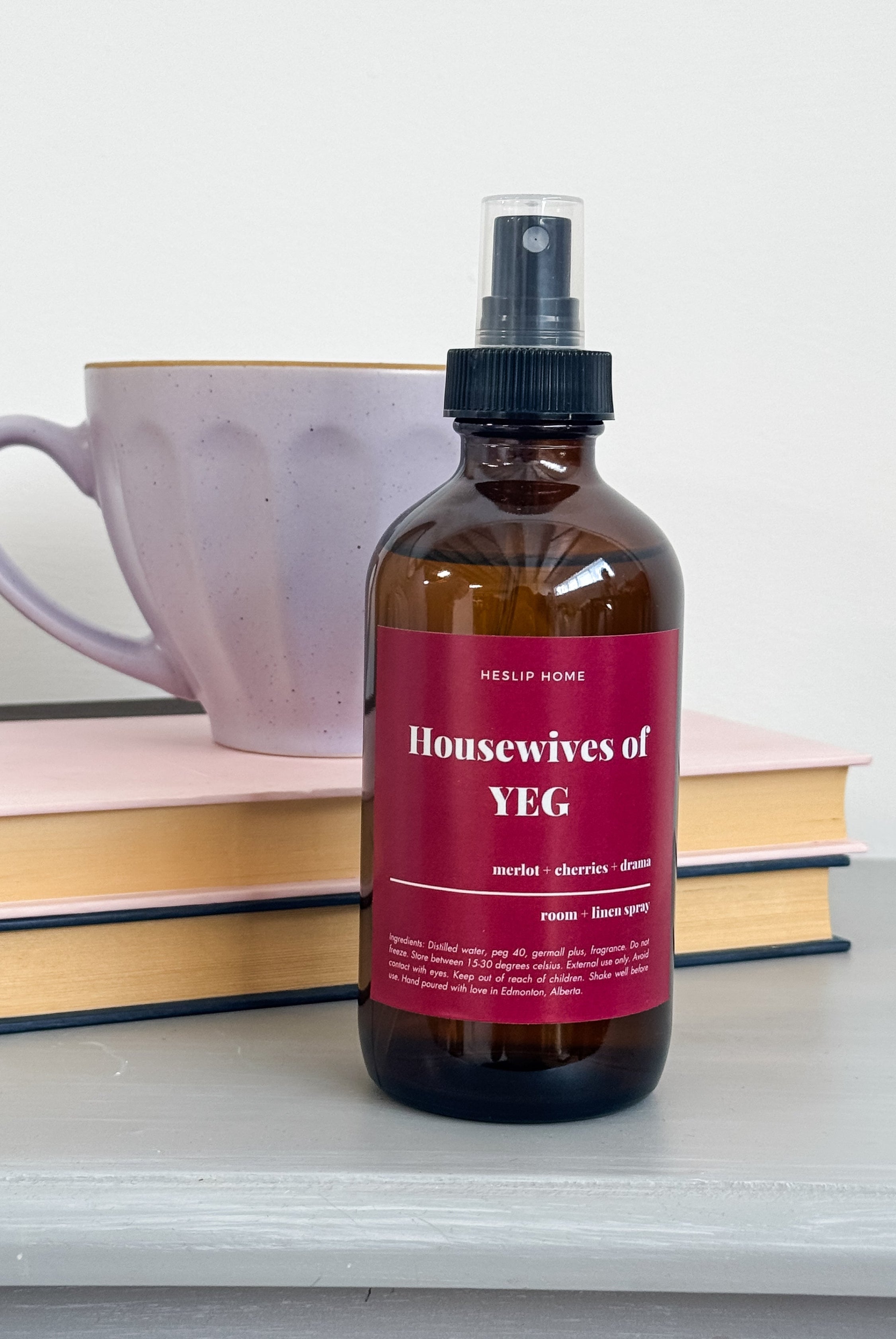 "housewives of YEG" luxury room and linen spray smells like merlot wine and drama, handmade in Edmonton