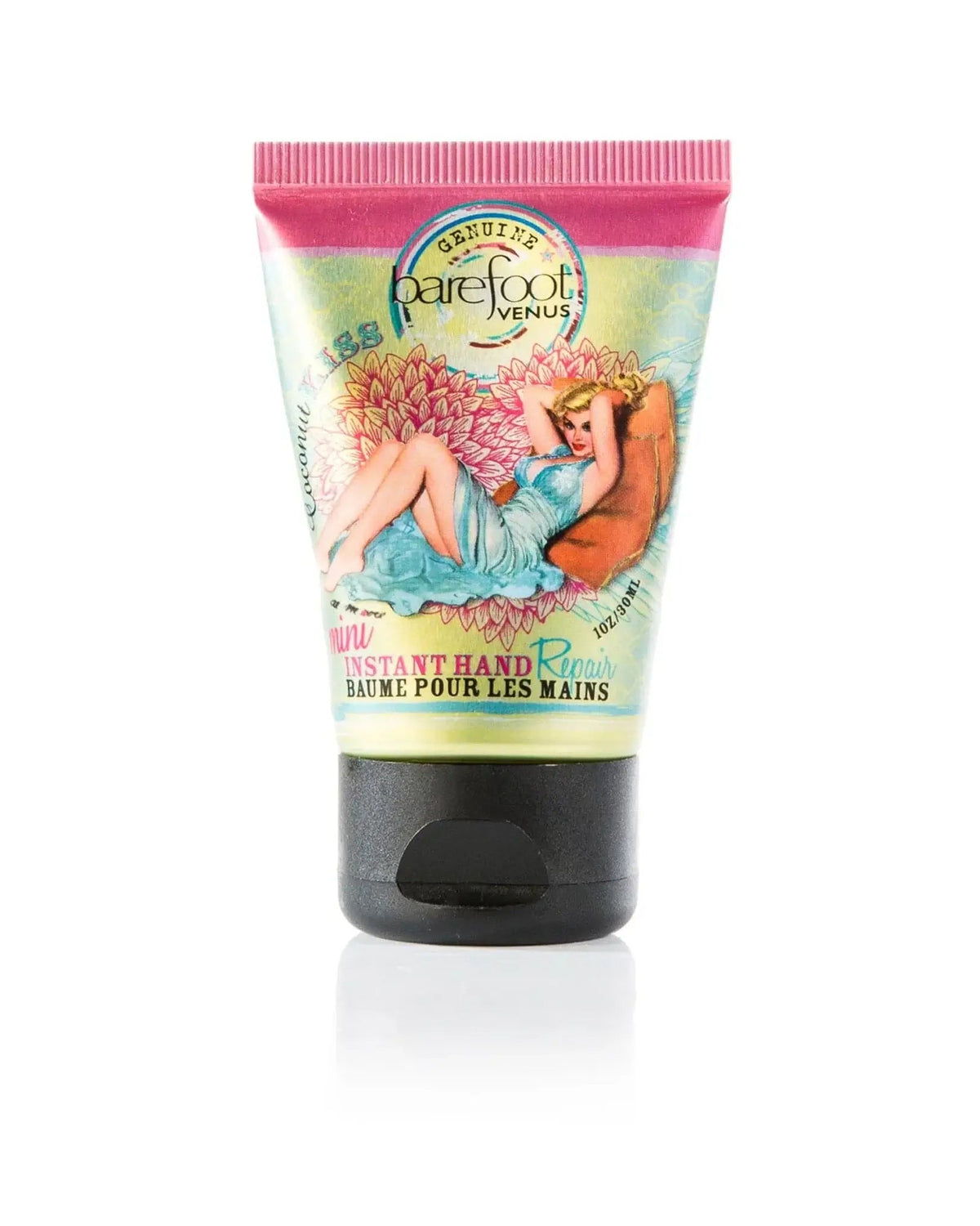 coconut kiss mini hand repair on the go 1 oz with vintage graphic on label by canadian brand Barefoot Venus